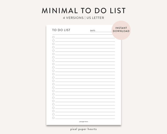 Minimal To Do List - Printable Template