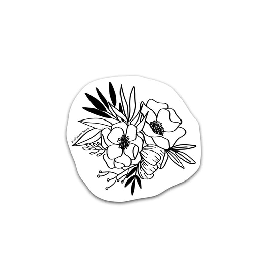 Black and White Floral Sticker