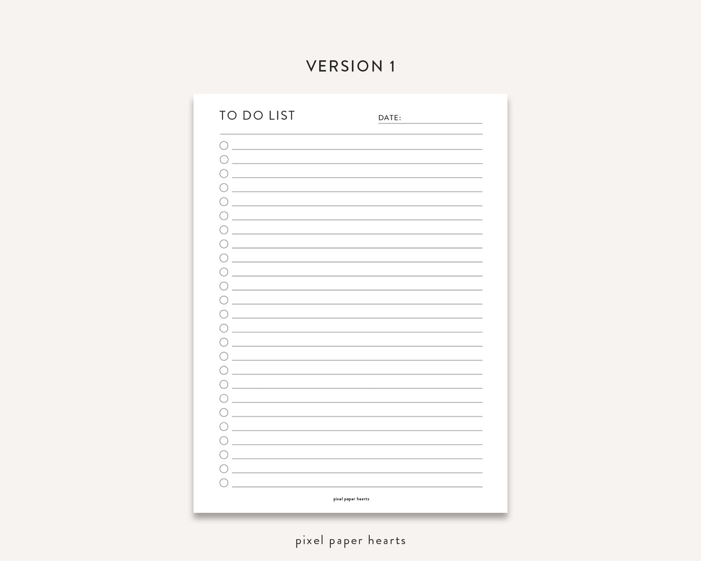 Minimal To Do List - Printable Template