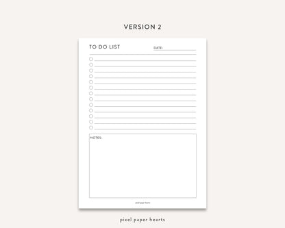 Minimal To Do List - Printable Template