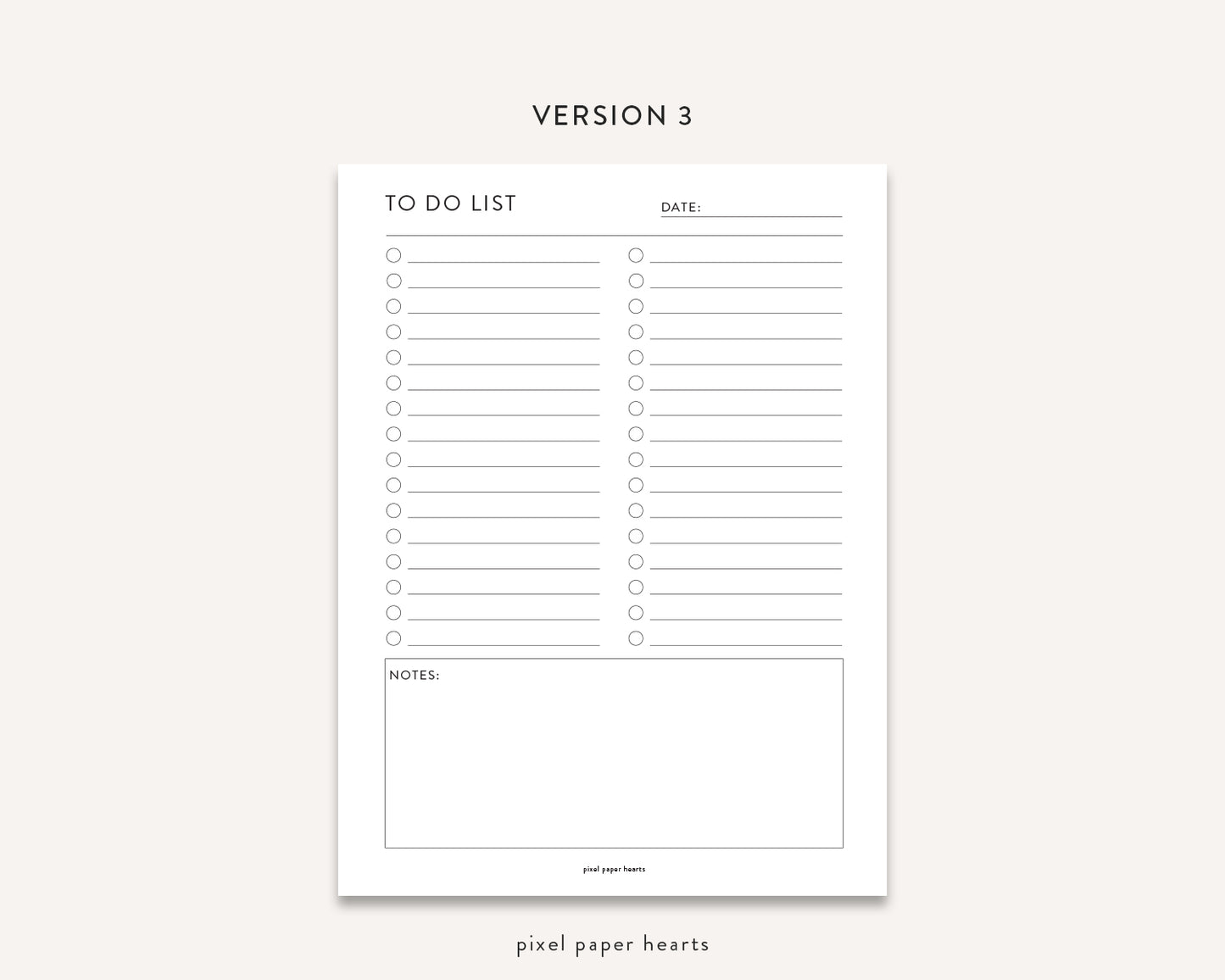 Minimal To Do List - Printable Template