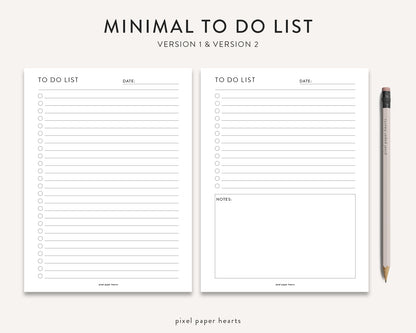 Minimal To Do List - Printable Template