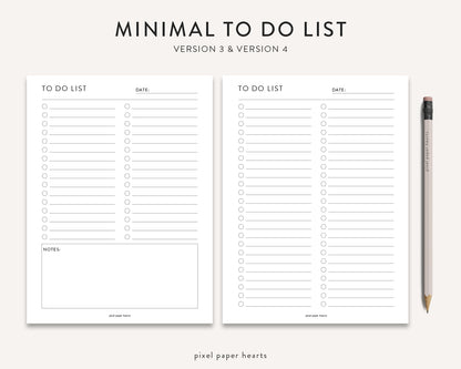 Minimal To Do List - Printable Template