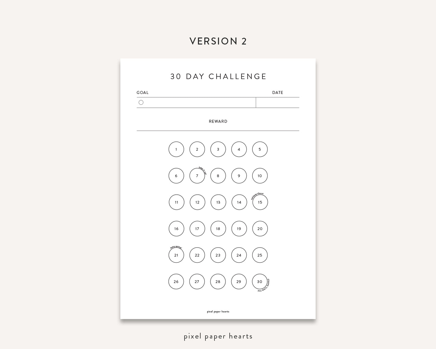 30 Day Challenge Tracker - Printable Template