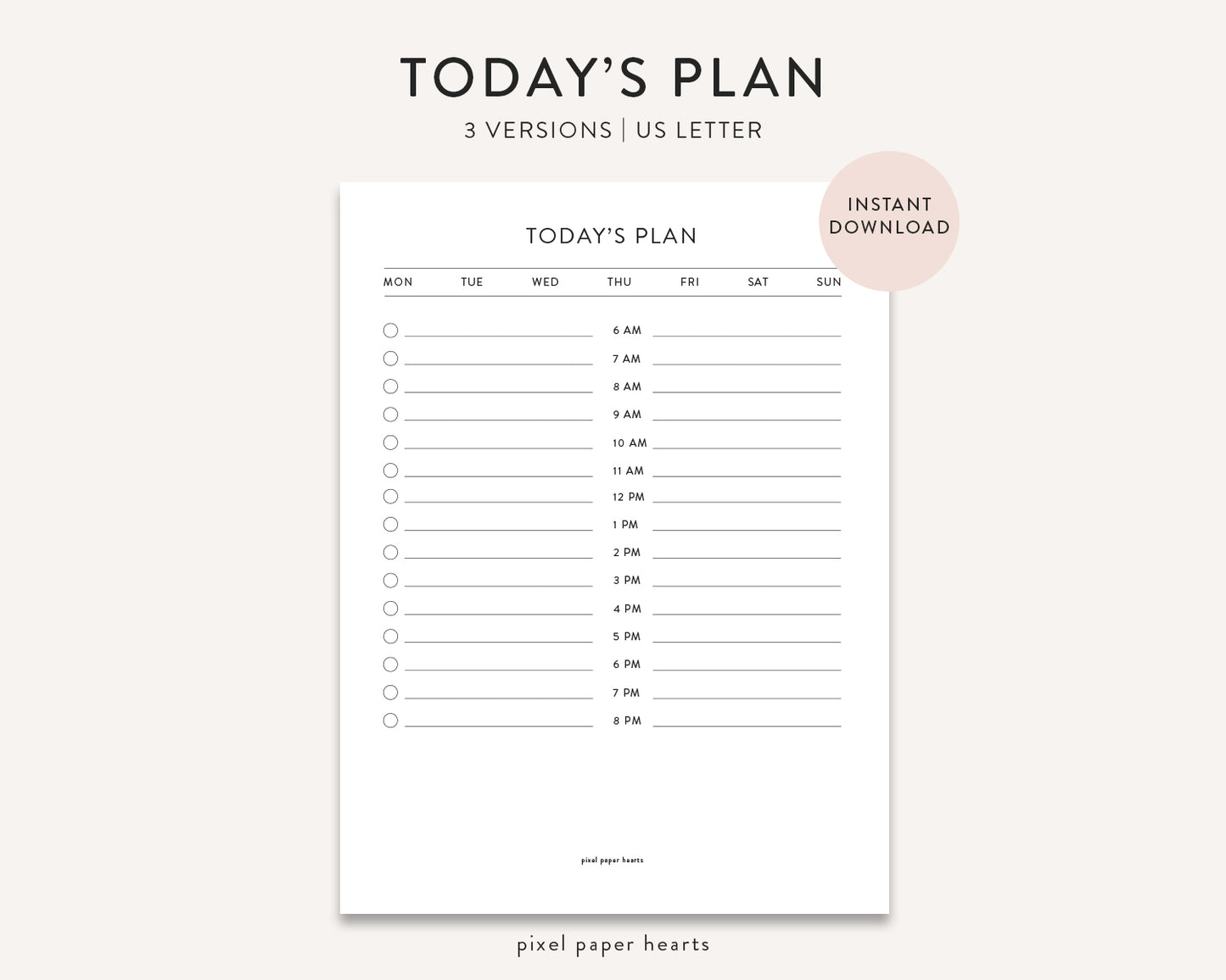 Free Printable - Today's Plan