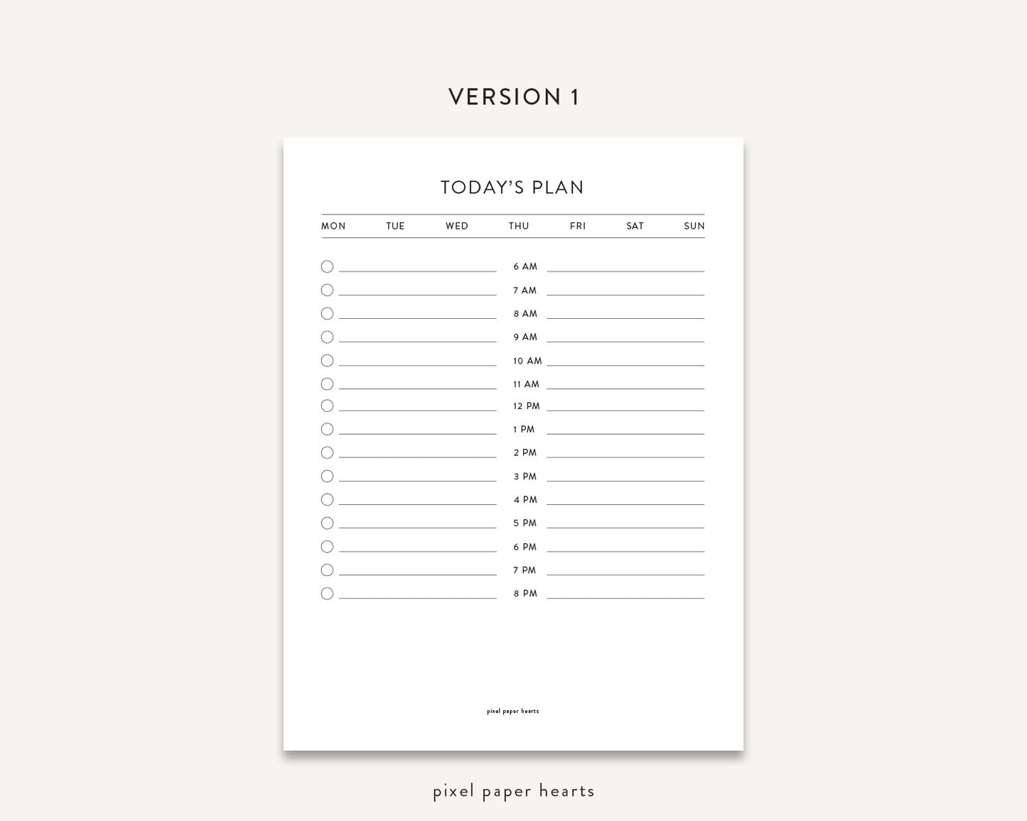 Free Printable - Today's Plan