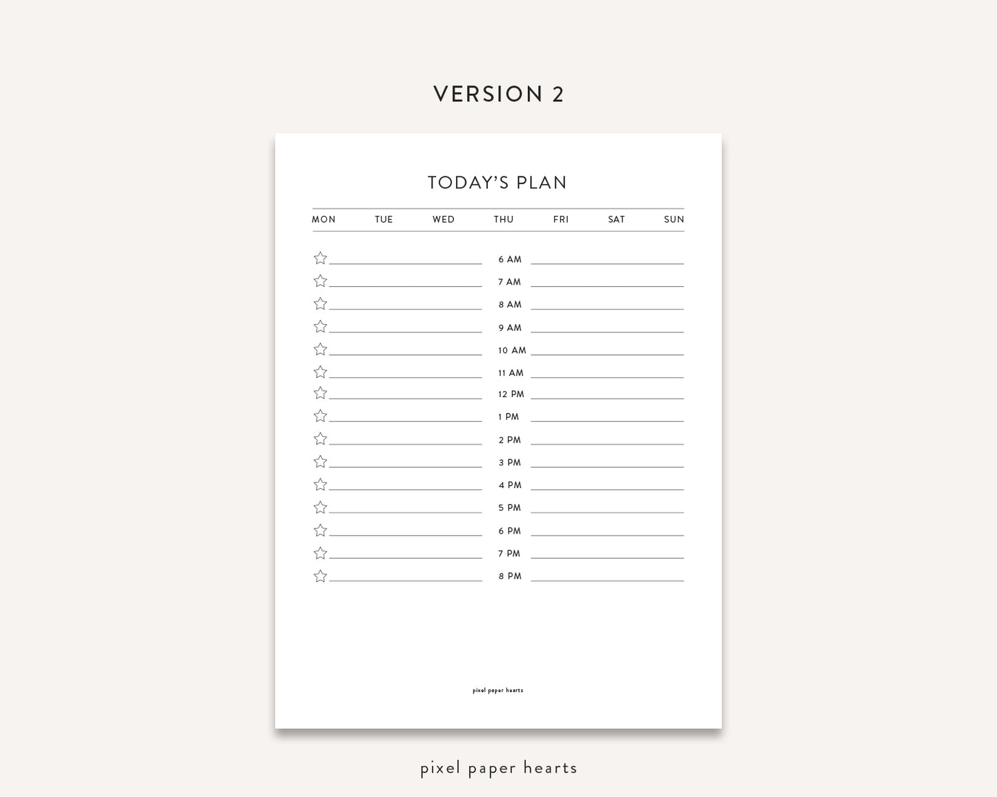 Free Printable - Today's Plan